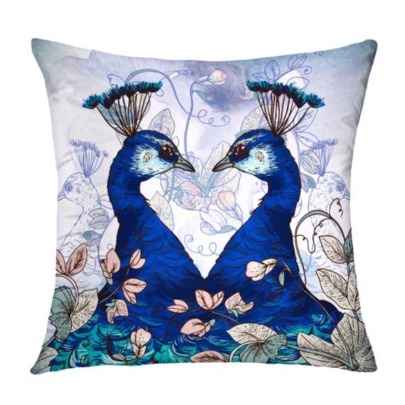 Set Of 4 Colorful Peacock 17" Throw Pillow Cases - Picture 4 of 7